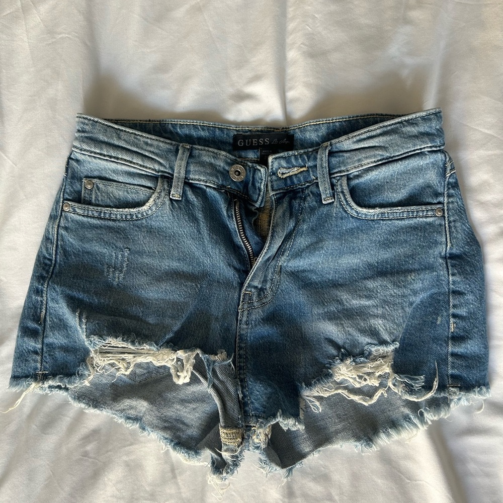 Guess Blue Distressed Jean Shorts